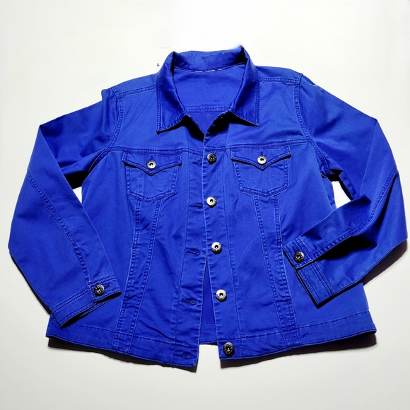 80s Vintage Vibrant Cobalt Blue Denim Jacket (L**) - Picture 7 of 11